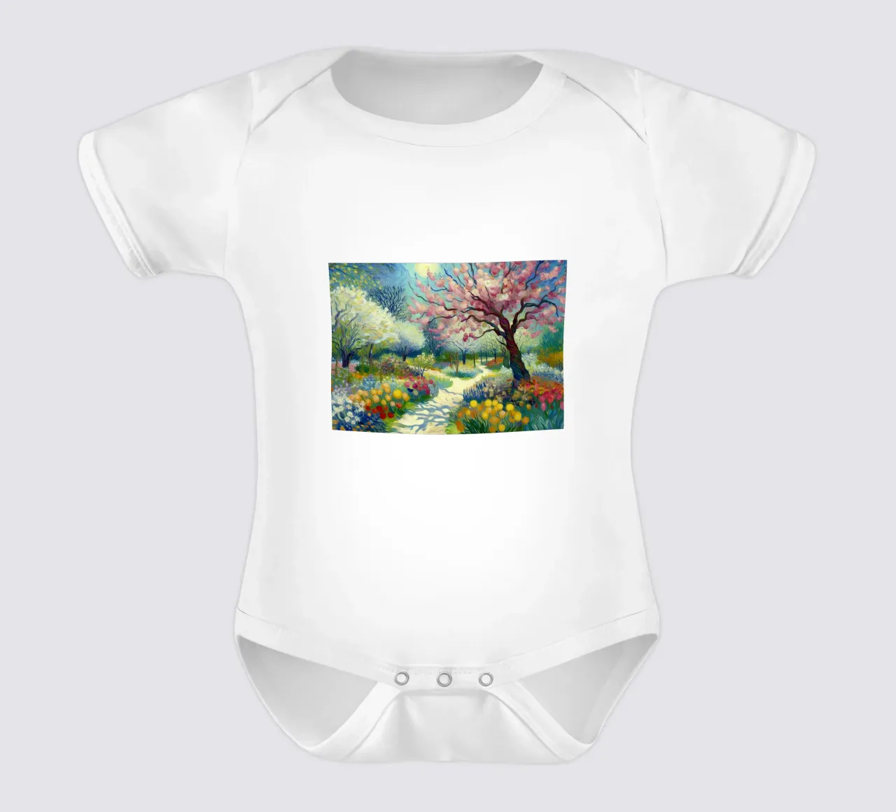 Vincent's garden short-sleeve baby romper by 🎨 Point and Art