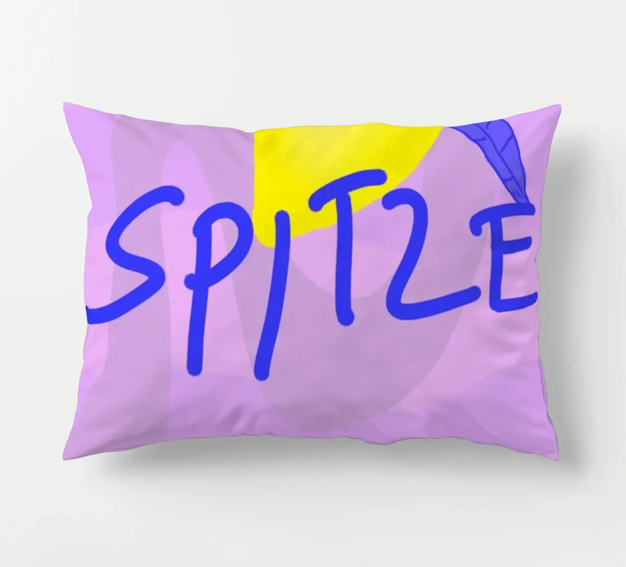 Spitzen Zitrone! (blue text) decorative cushion by wee-design