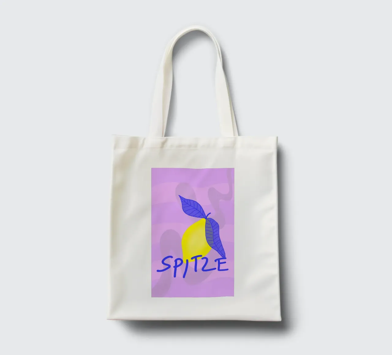 Spitzen Zitrone! (blue text) borsa in juta da wee-design