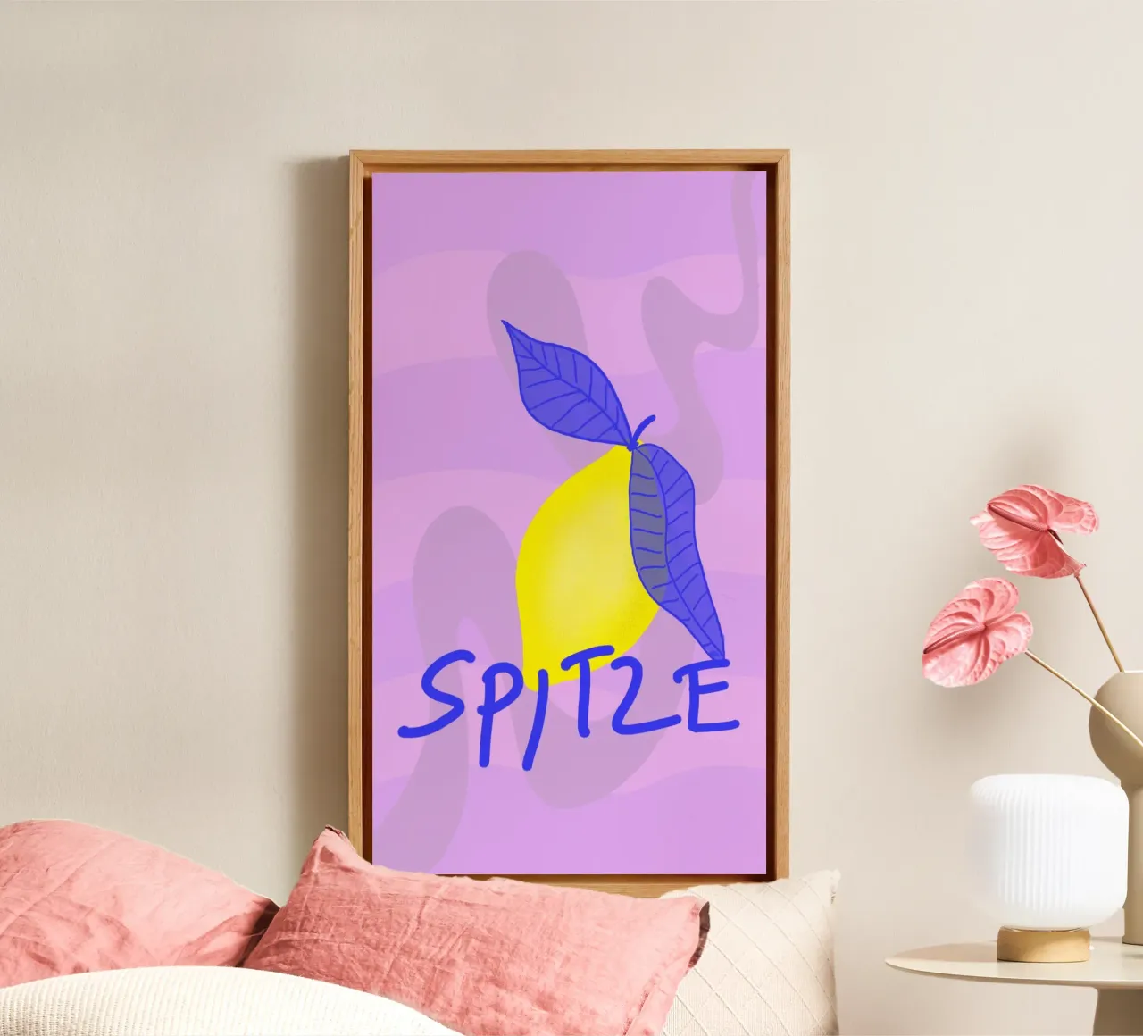 Spitzen Zitrone! (blue text) tela da wee-design
