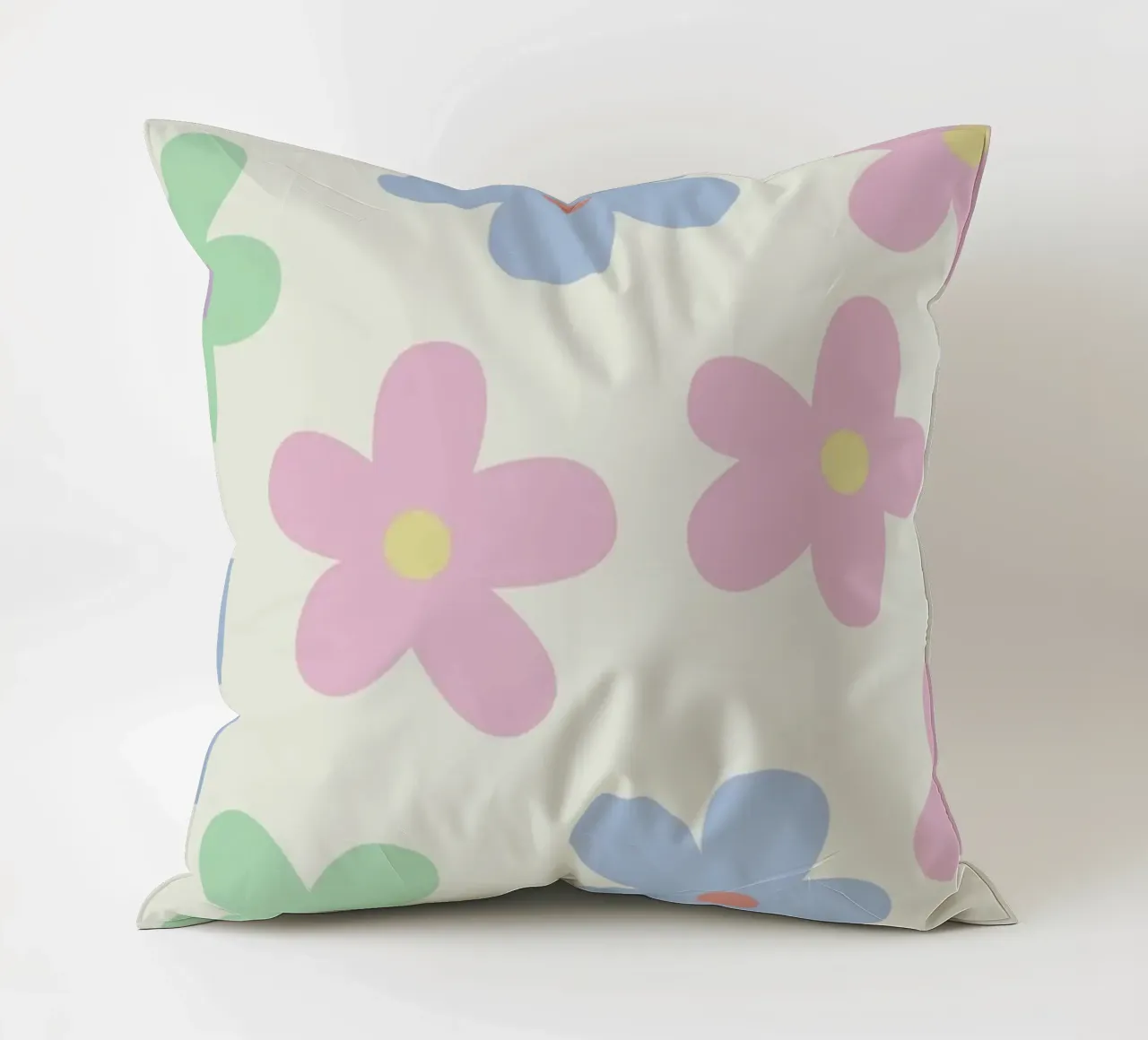 Pastel Daisy Pattern Repeating Decorative Art Print decorative cushion by NorwesClub