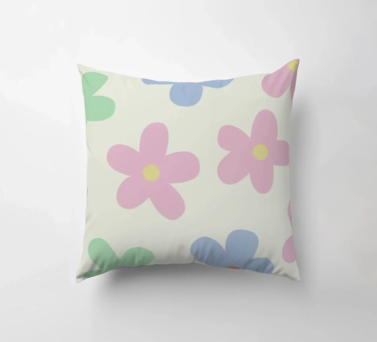Pastel Daisy Pattern Repeating Decorative Art Print decorative cushion by NorwesClub
