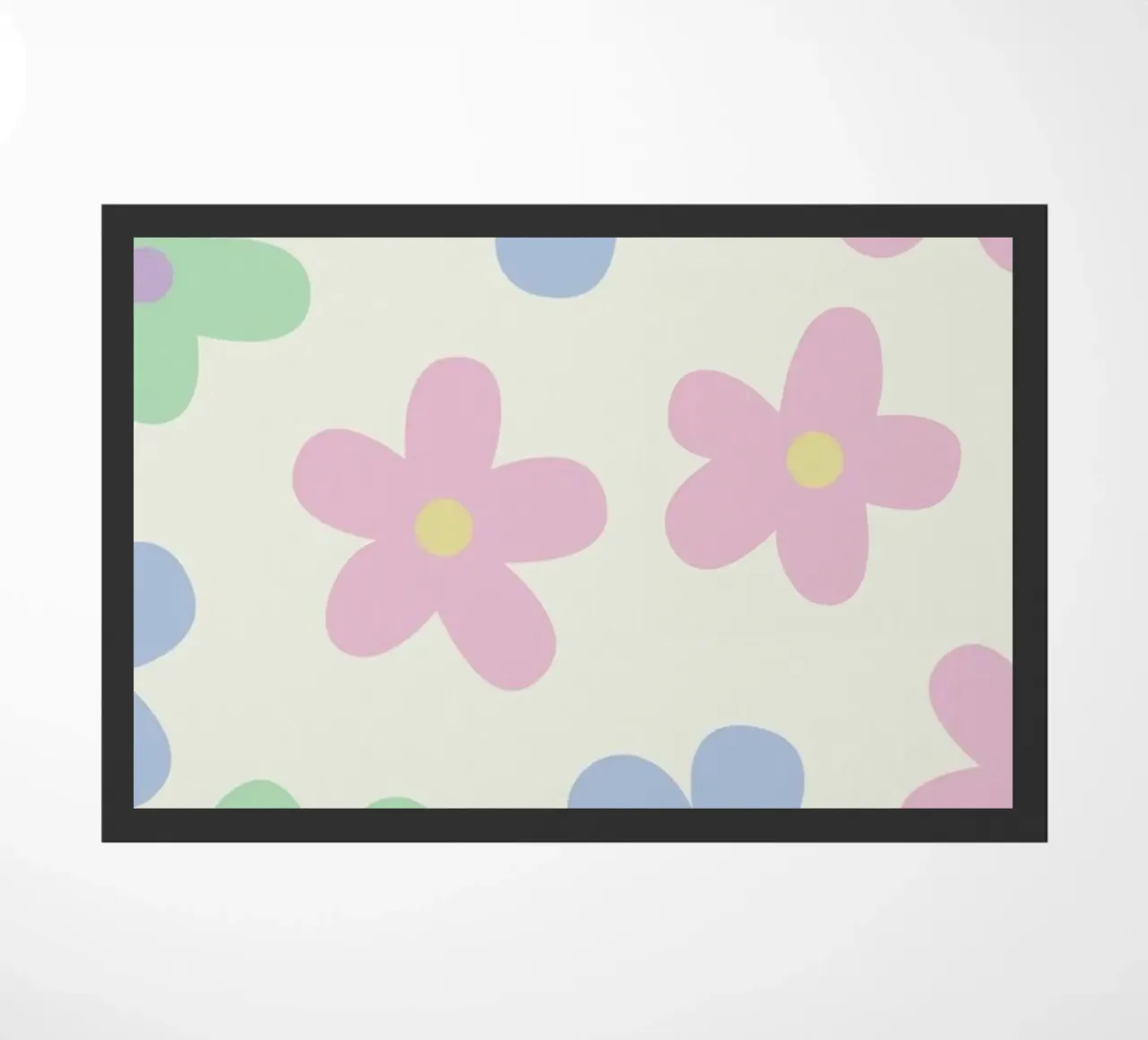 Pastel Daisy Pattern Repeating Decorative Art Print doormat by NorwesClub