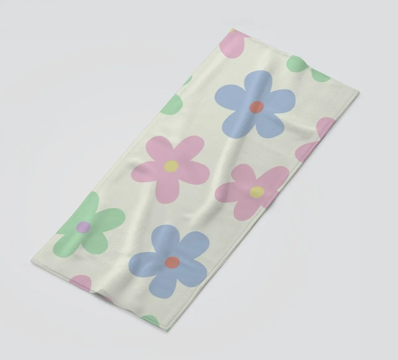 Pastel Daisy Pattern Repeating Decorative Art Print beach towel by NorwesClub