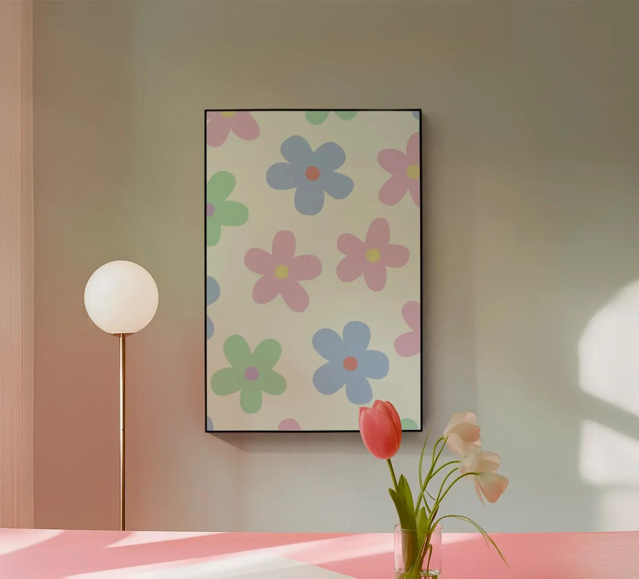 Pastel Daisy Pattern Repeating Decorative Art Print acrylic glass by NorwesClub