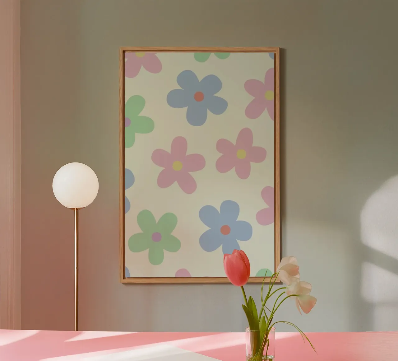 Pastel Daisy Pattern Repeating Decorative Art Print forex plate by NorwesClub