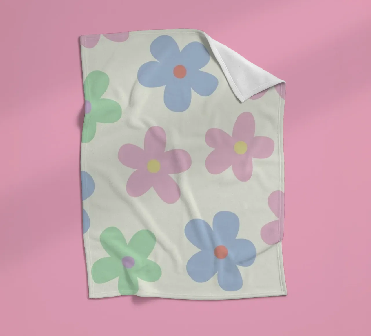 Pastel Daisy Pattern Repeating Decorative Art Print fleece blanket by NorwesClub
