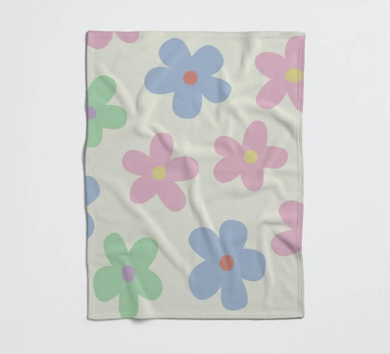 Pastel Daisy Pattern Repeating Decorative Art Print fleece blanket by NorwesClub