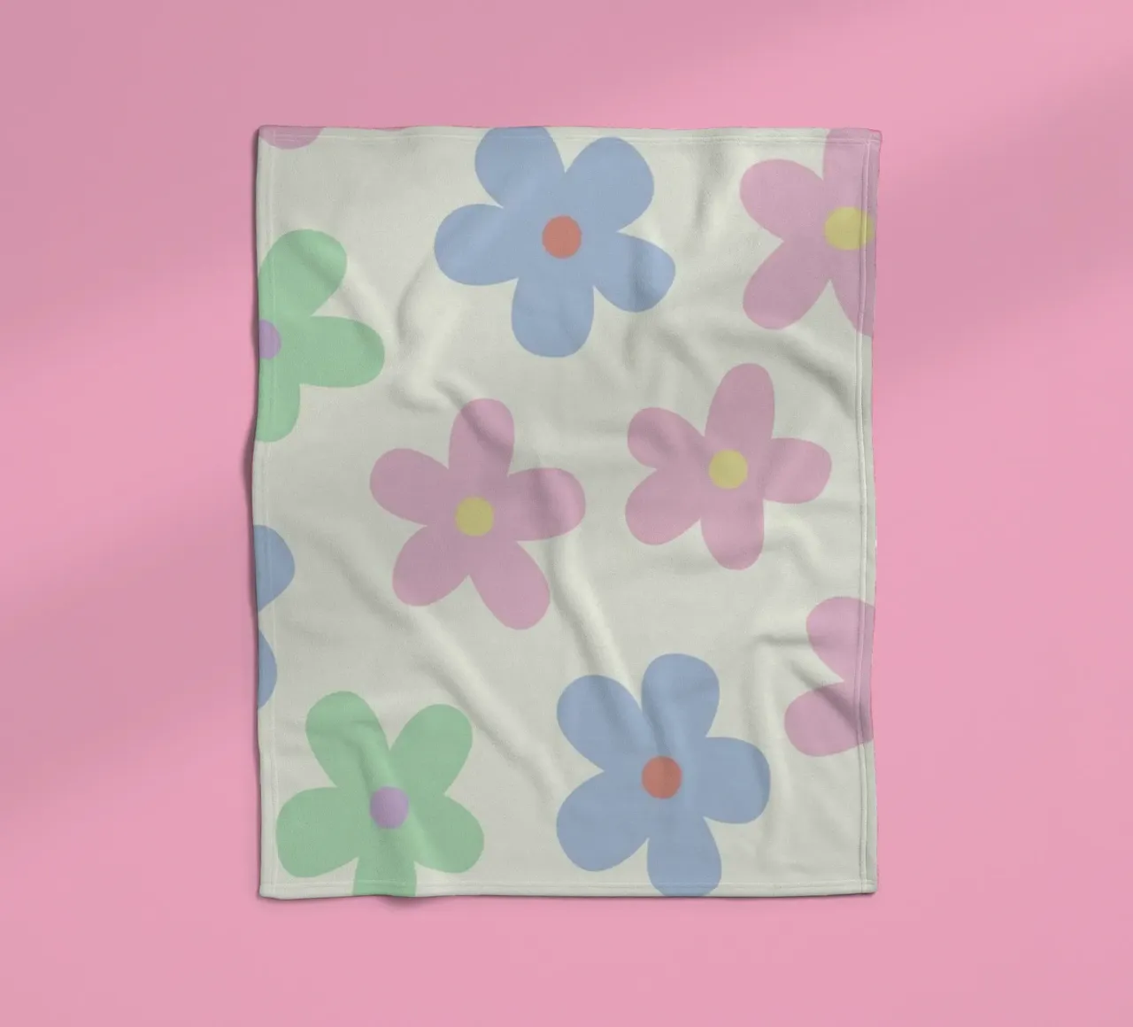 Pastel Daisy Pattern Repeating Decorative Art Print fleece blanket by NorwesClub