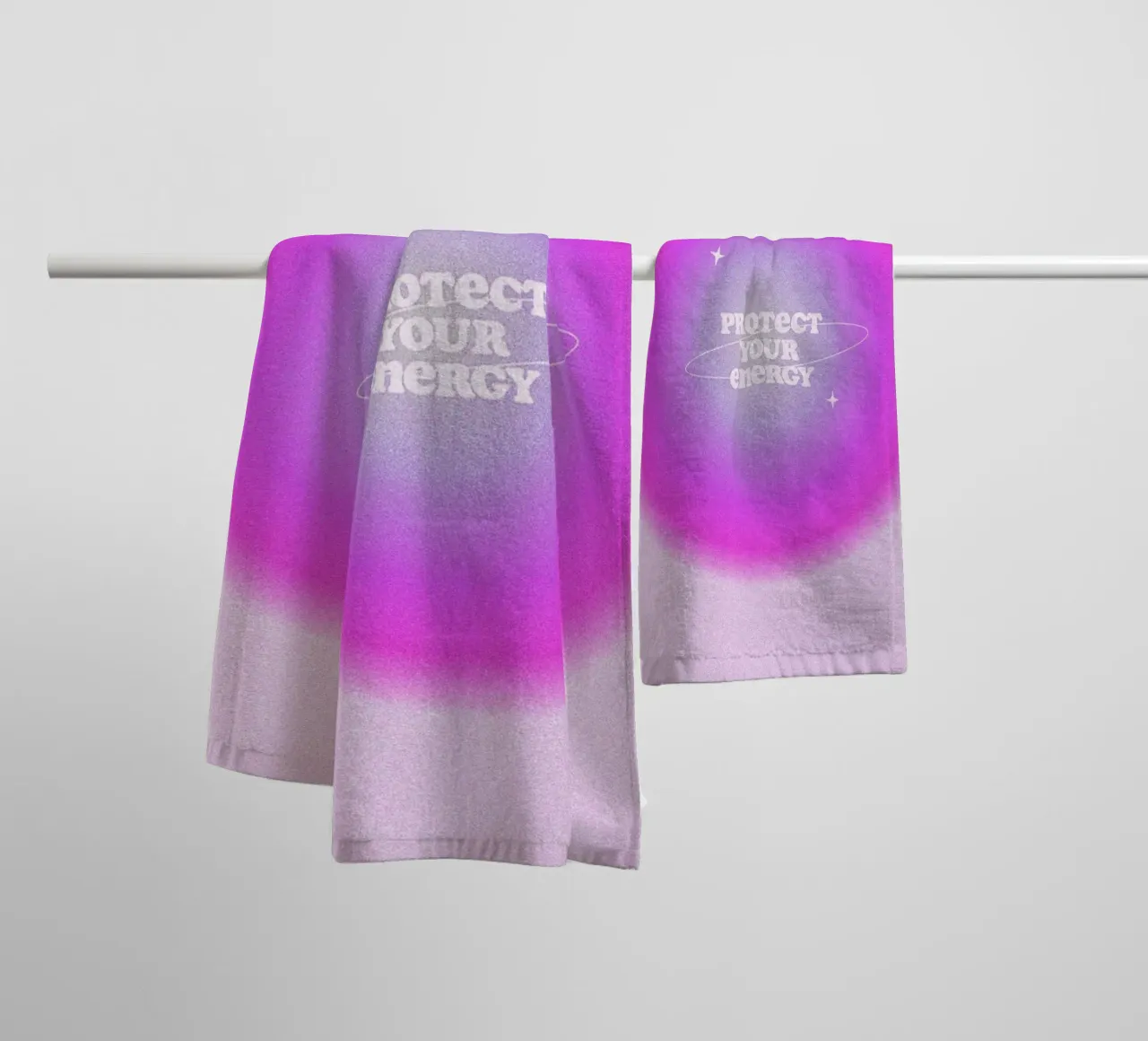 Protect Your Energy Aura Gradient Graphic Art Print towel by NorwesClub