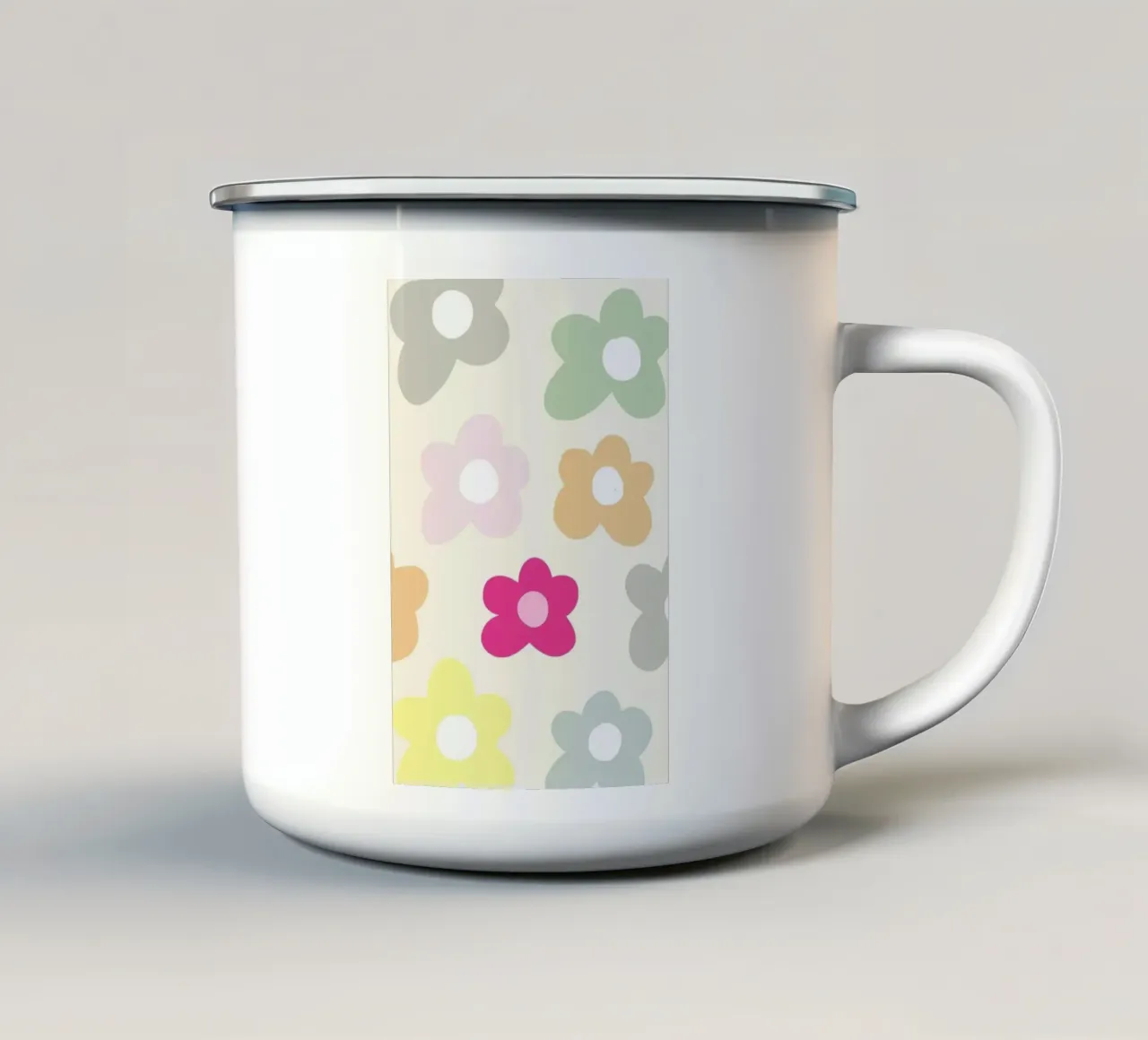 Stylized Flower Pattern Pastel Decorative Art Print enamel mug by NorwesClub