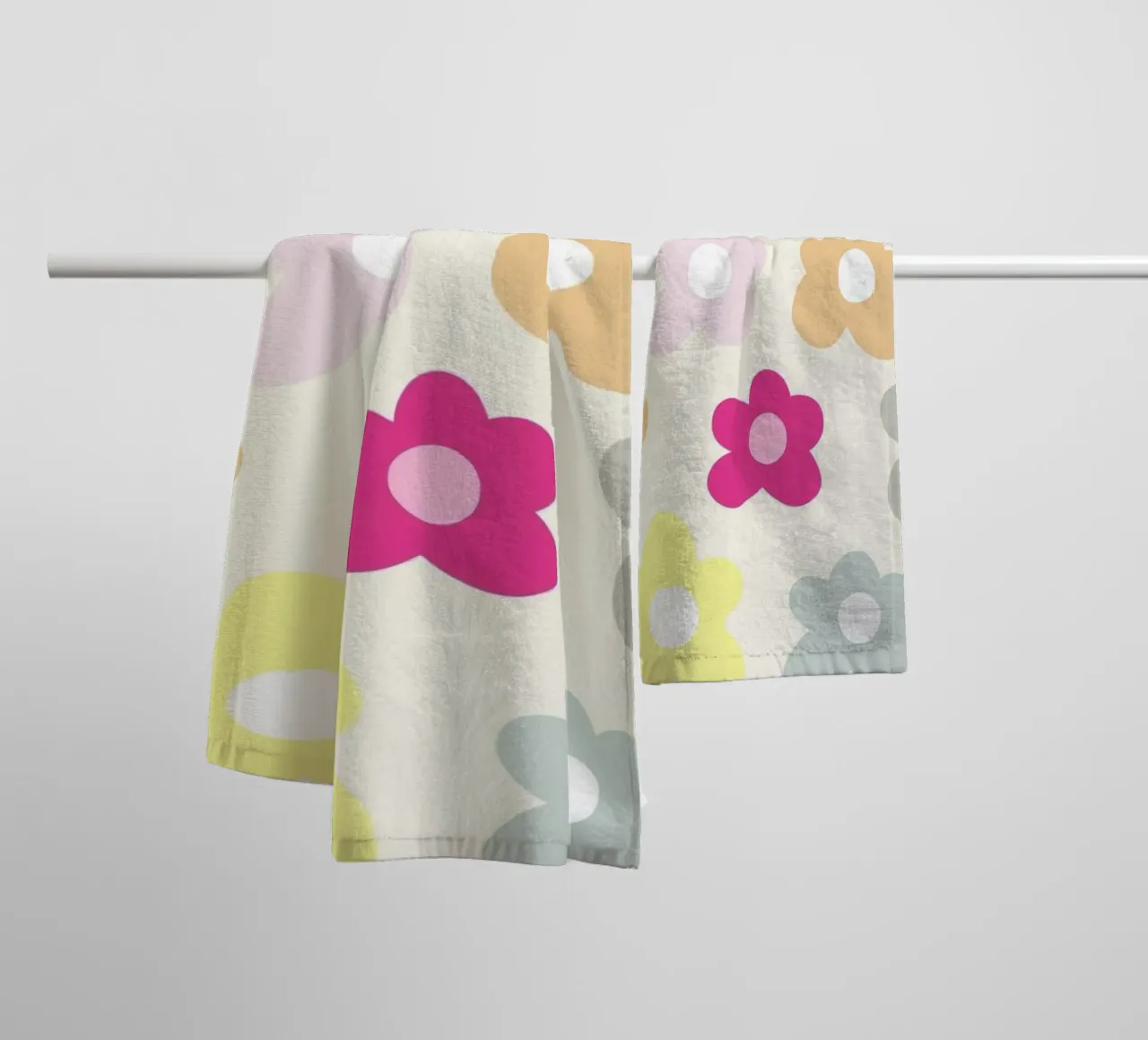 Stylized Flower Pattern Pastel Decorative Art Print towel by NorwesClub