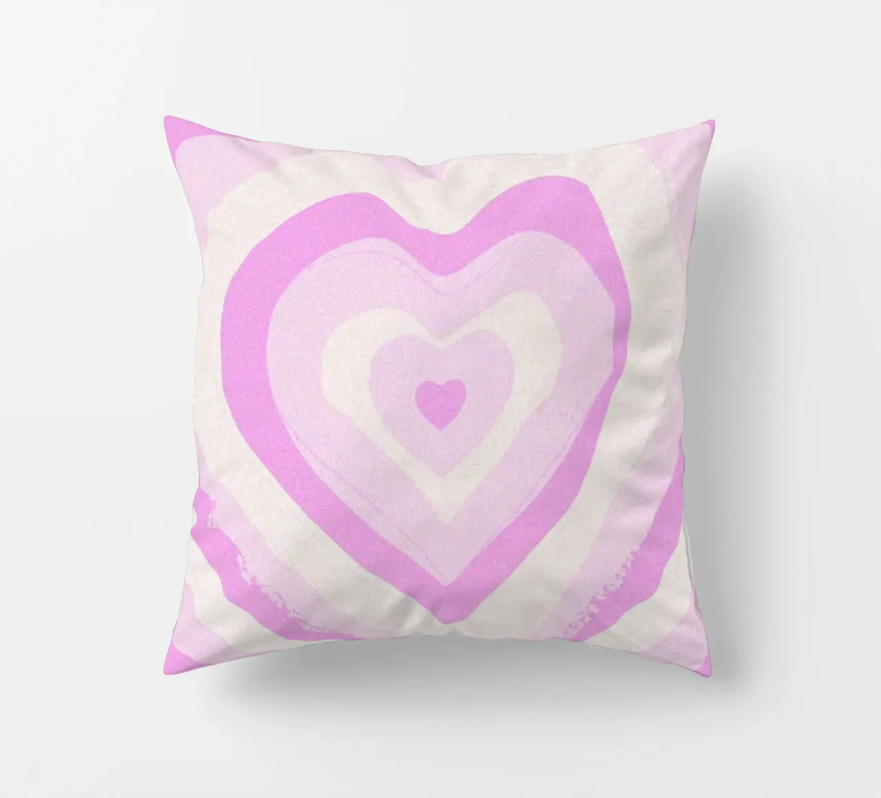 Concentric Heart Pattern Pink Decorative Art Print decorative cushion by NorwesClub