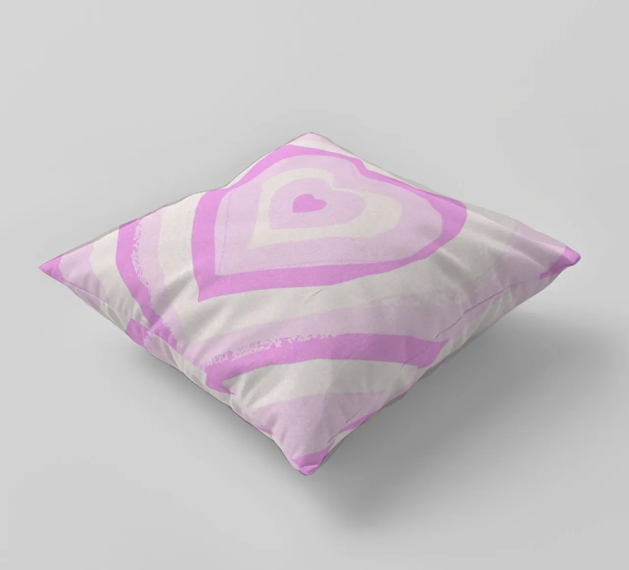 Concentric Heart Pattern Pink Decorative Art Print decorative cushion by NorwesClub