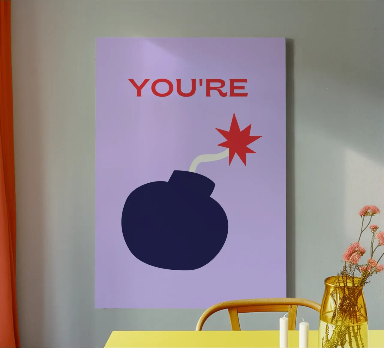 Du bist die Bombe! Grafik-Kompliment-Kunstdruck Leinwand mit Schattenfugenrahmen von NorwesClub
