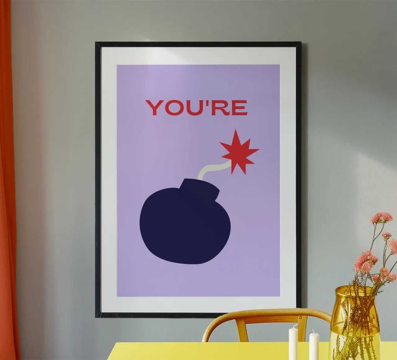 Sei una bomba! Stampa grafica di complimenti poster con telaio in alluminio da NorwesClub