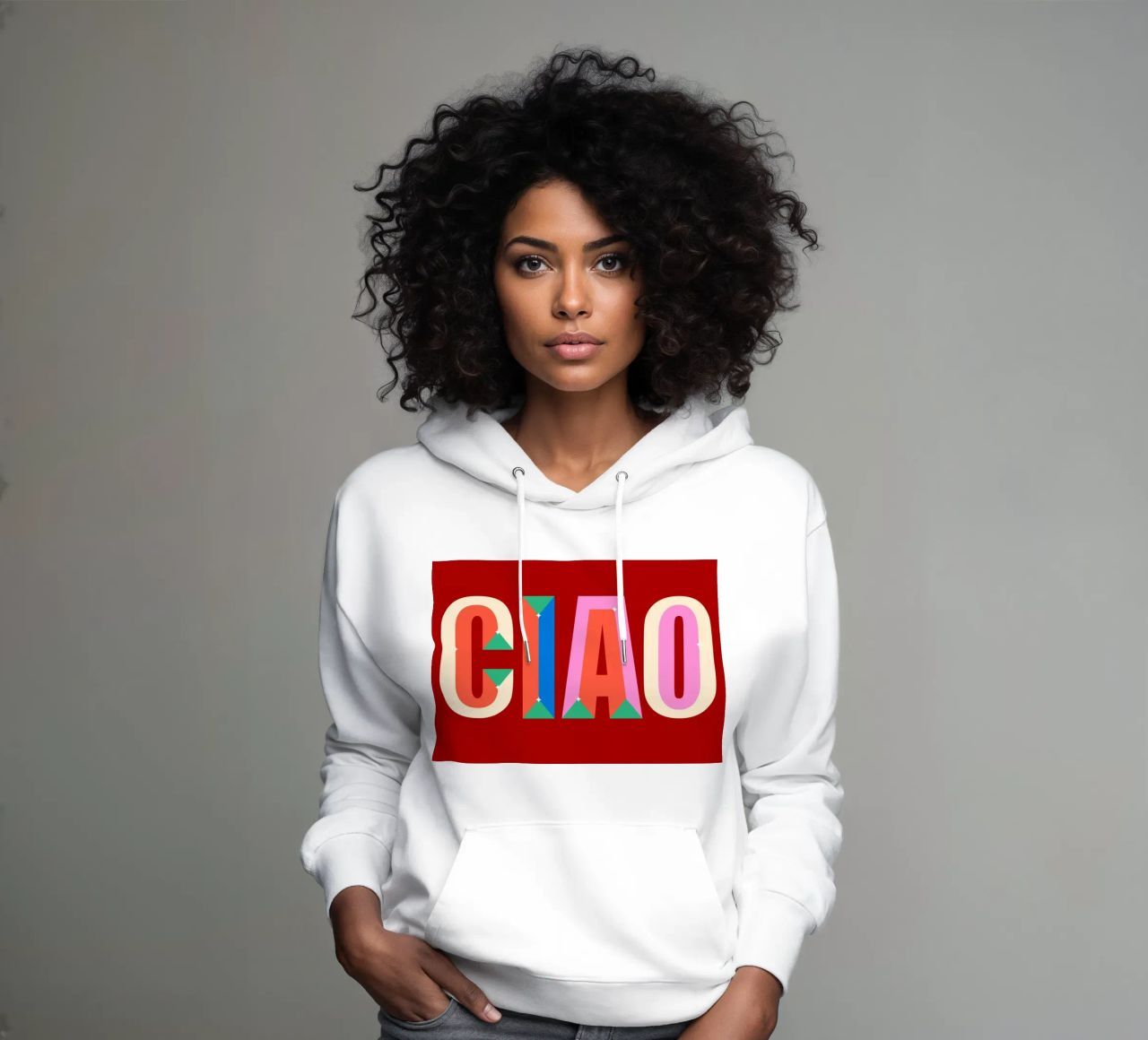 CIAO Text Art Stampa grafica colorata in grassetto felpa con cappuccio da NorwesClub