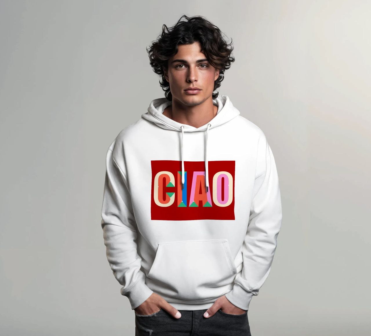 CIAO Text Art Stampa grafica colorata in grassetto felpa con cappuccio da NorwesClub