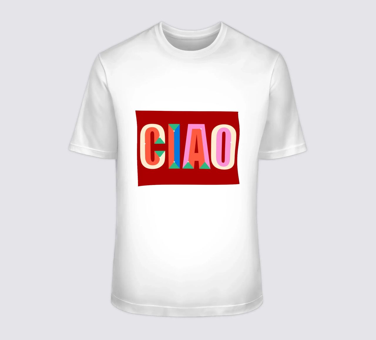 CIAO Text Art Bold Colorful Graphic Art Print t-shirt by NorwesClub