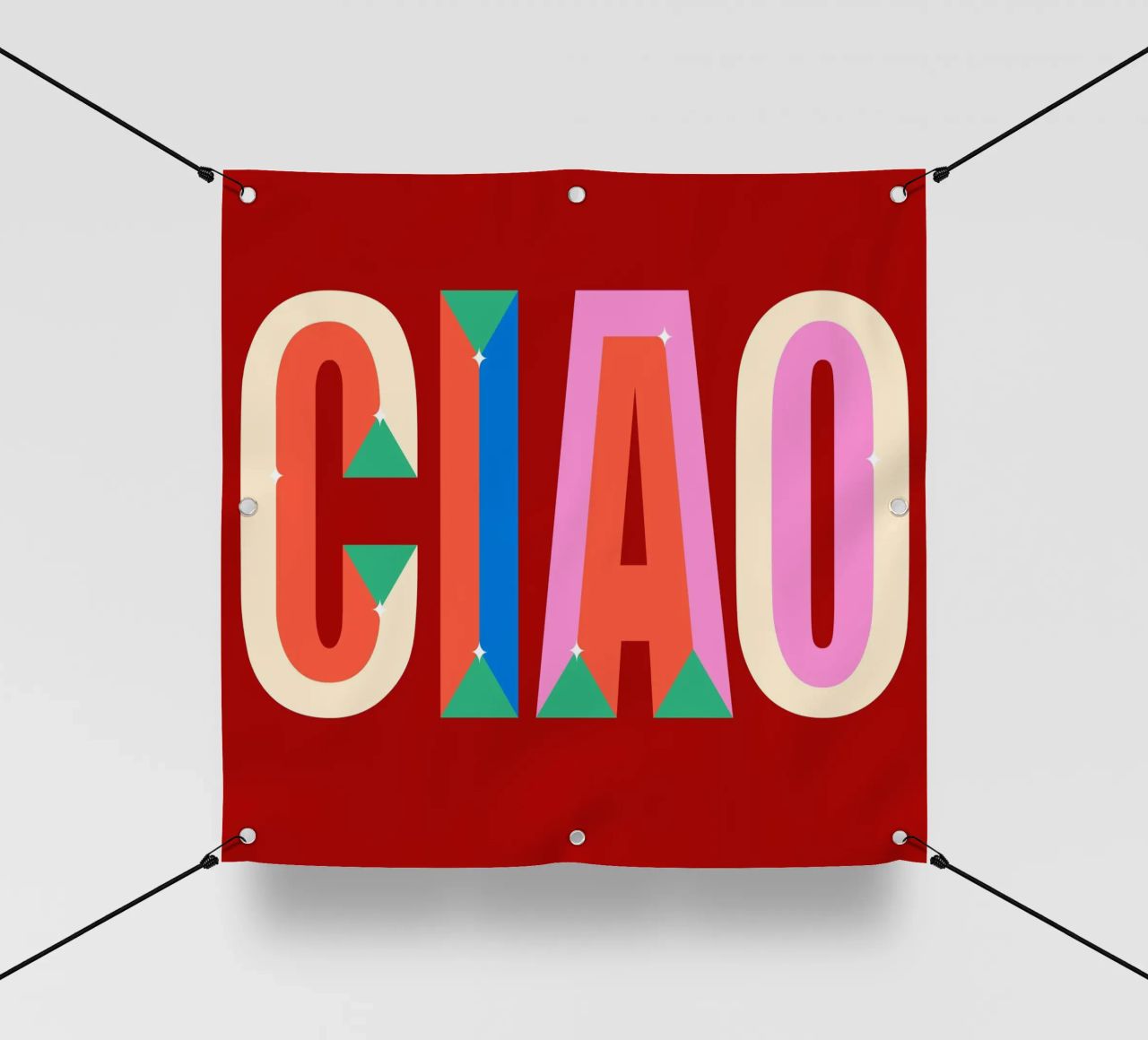 CIAO Text Art Stampa grafica colorata in grassetto telo in pvc da NorwesClub