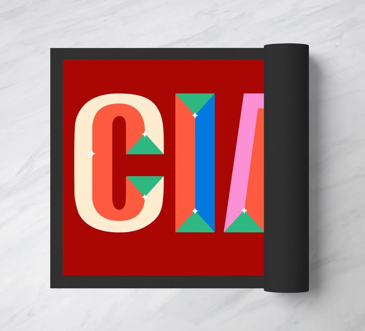 CIAO Text Art Bold Colorful Graphic Art Print doormat by NorwesClub