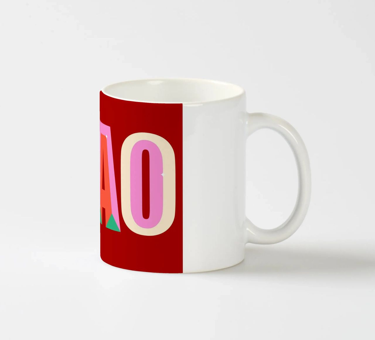 CIAO Text Art Bold Colorful Graphic Art Print ceramic mug by NorwesClub