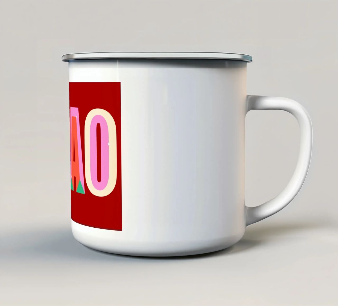 CIAO Text Art Bold Colorful Graphic Art Print enamel mug by NorwesClub