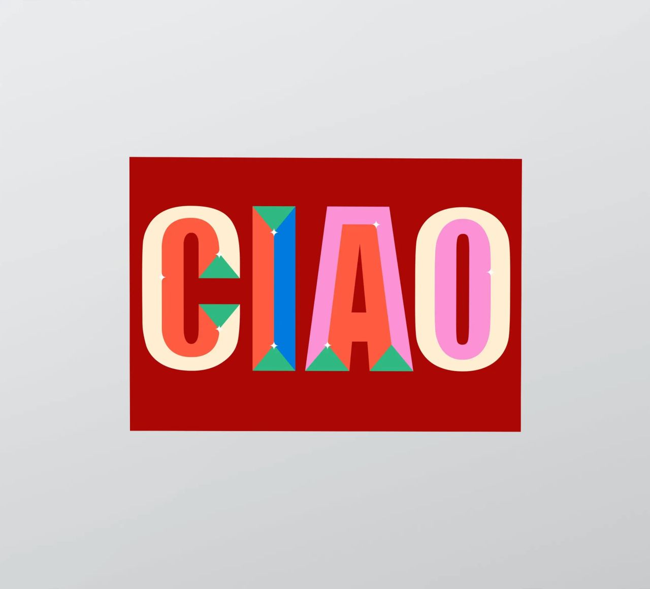 CIAO Text Art Bold Colorful Graphic Art Print sticker by NorwesClub