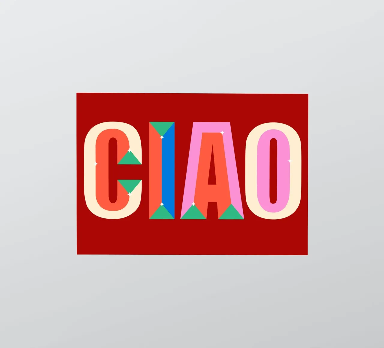 CIAO Text Art Bold Colorful Graphic Art Print sticker by NorwesClub