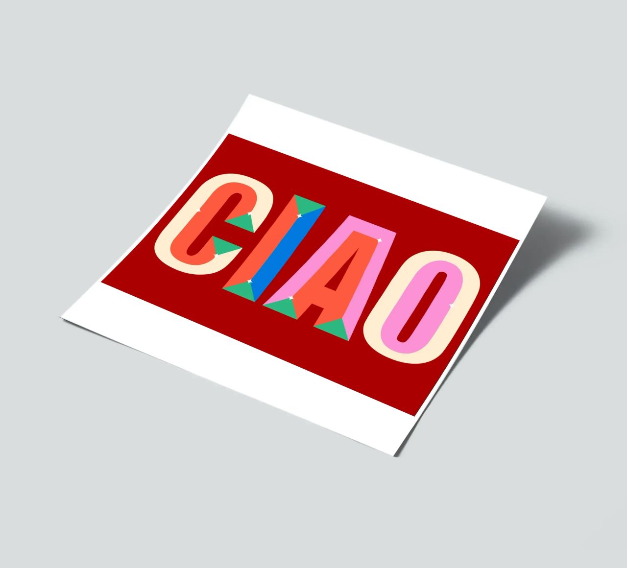 CIAO Text Art Bold Colorful Graphic Art Print sticker sheet by NorwesClub