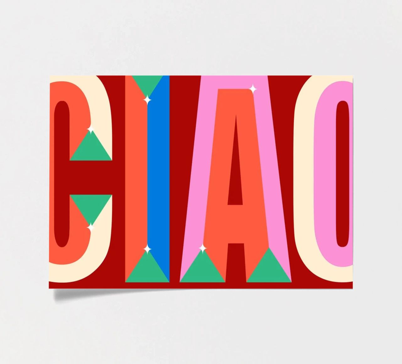 CIAO Text Art Bold Colorful Graphic Art Print sticker sheet by NorwesClub