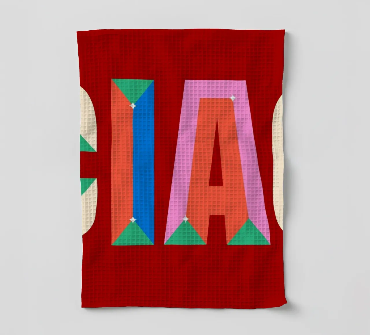 CIAO Text Art Bold Colorful Graphic Art Print torchon de NorwesClub