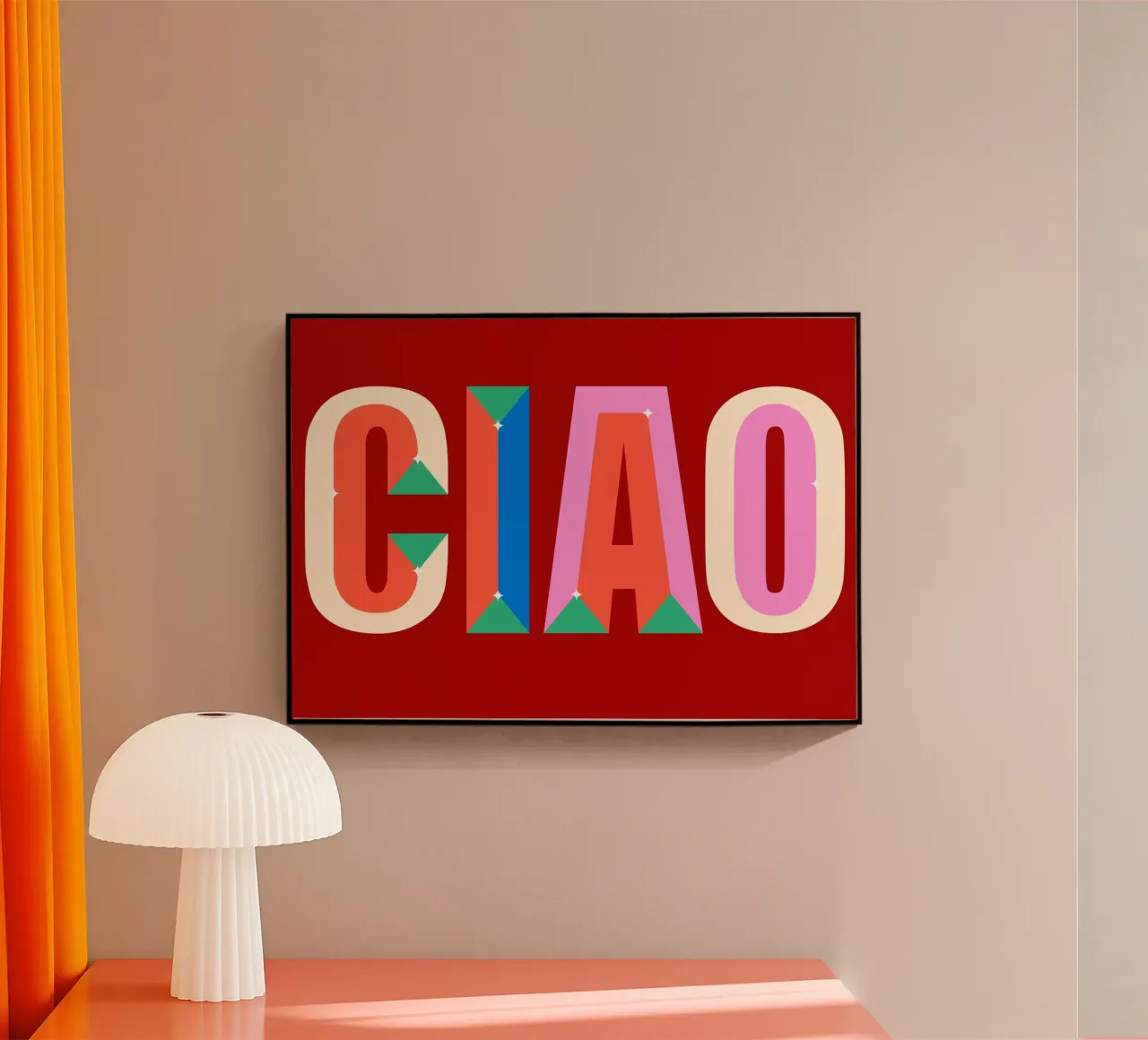 CIAO Text Art Bold Colorful Graphic Art Print metacrilato de NorwesClub