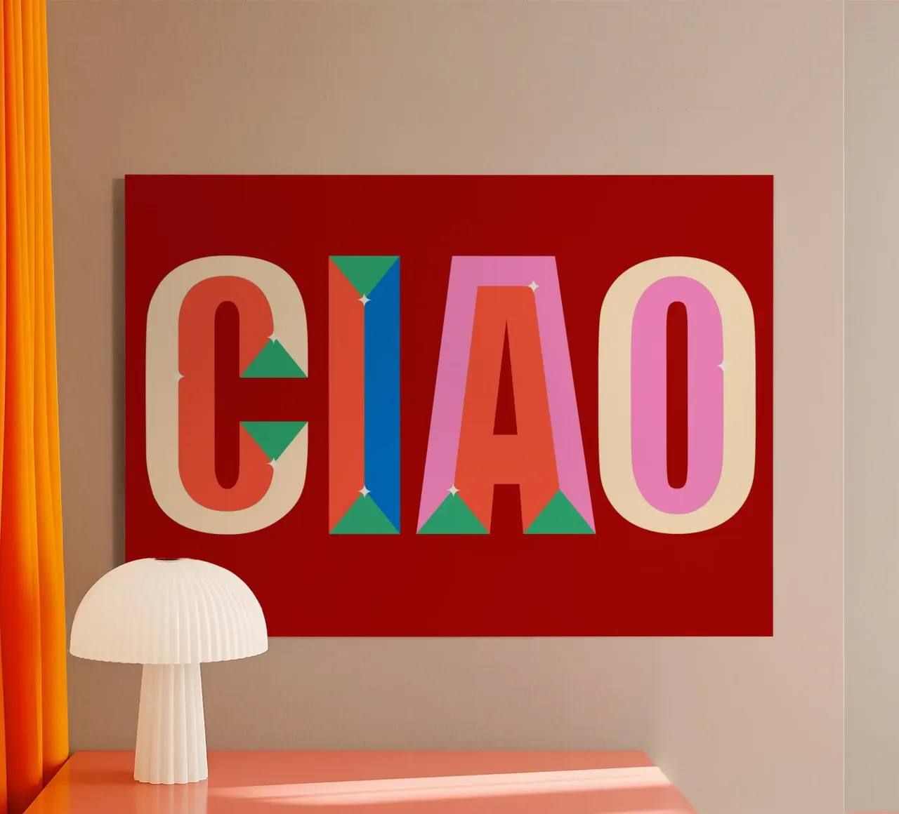CIAO Text Art Bold Colorful Graphic Art Print metacrilato de NorwesClub