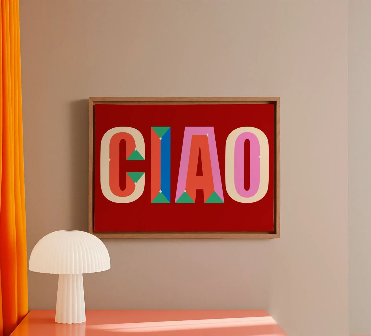 CIAO Text Art Bold Colorful Graphic Art Print canvas by NorwesClub