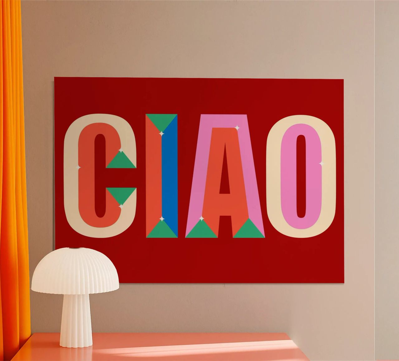 CIAO Text Art Bold Colorful Graphic Art Print hahnemühle by NorwesClub