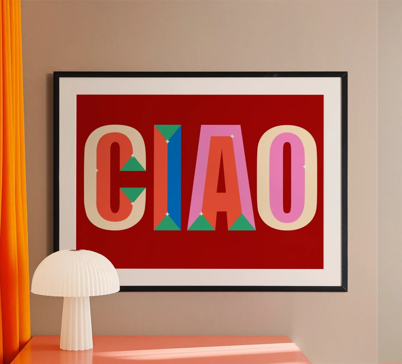 CIAO Text Art Bold Colorful Graphic Art Print hahnemühle by NorwesClub
