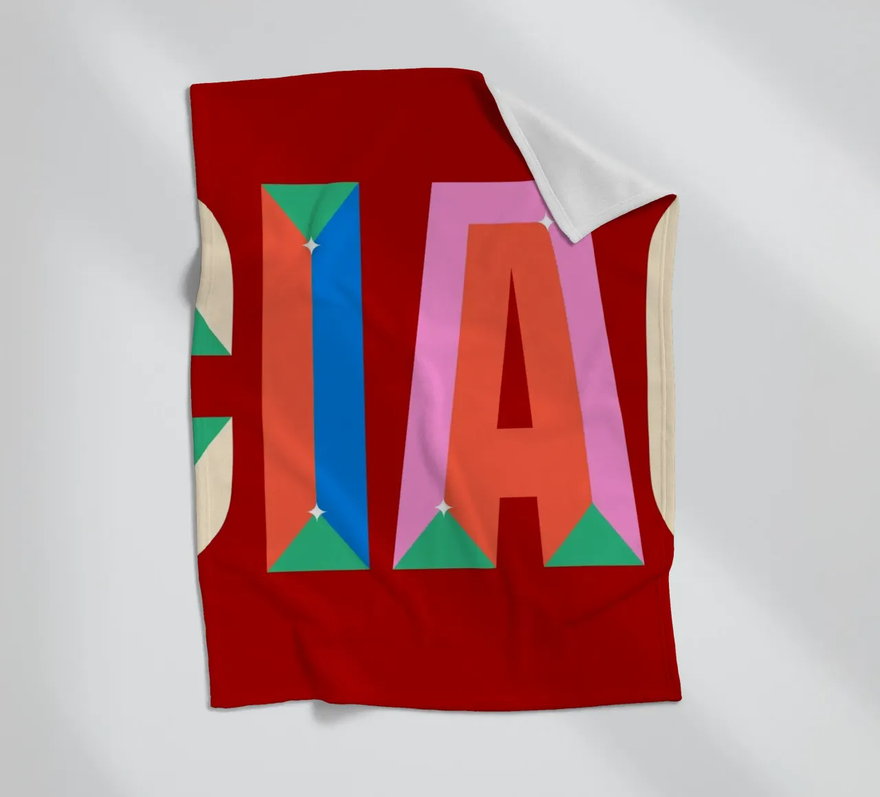 CIAO Text Art Stampa grafica colorata in grassetto coperta in pile da NorwesClub