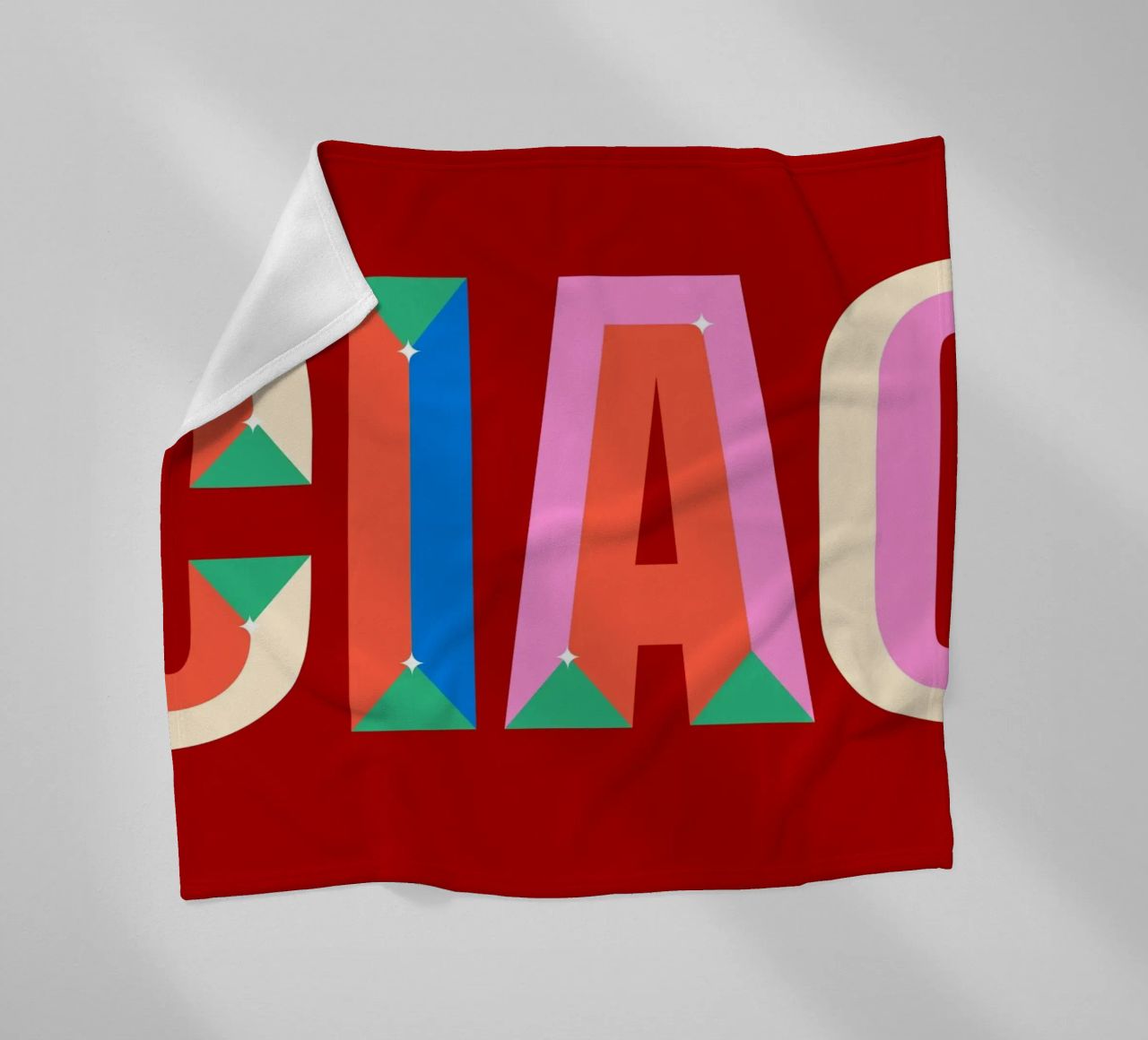 CIAO Text Art Bold Colorful Graphic Art Print fleece blanket by NorwesClub