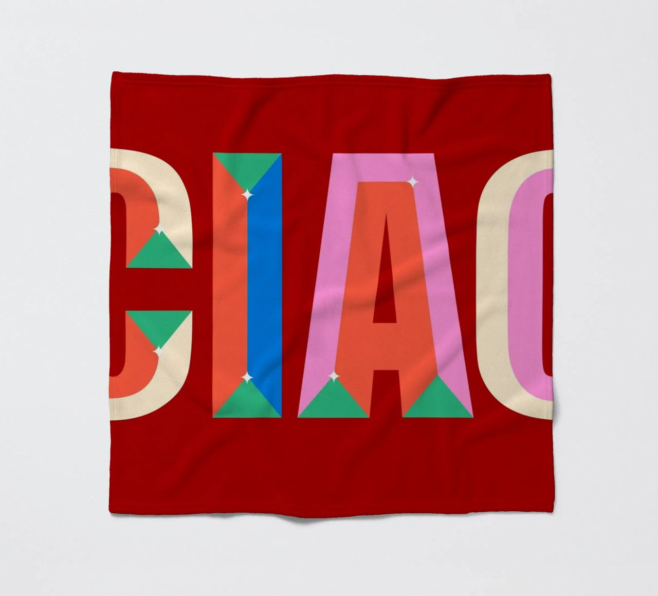 CIAO Text Art Bold Colorful Graphic Art Print fleece blanket by NorwesClub