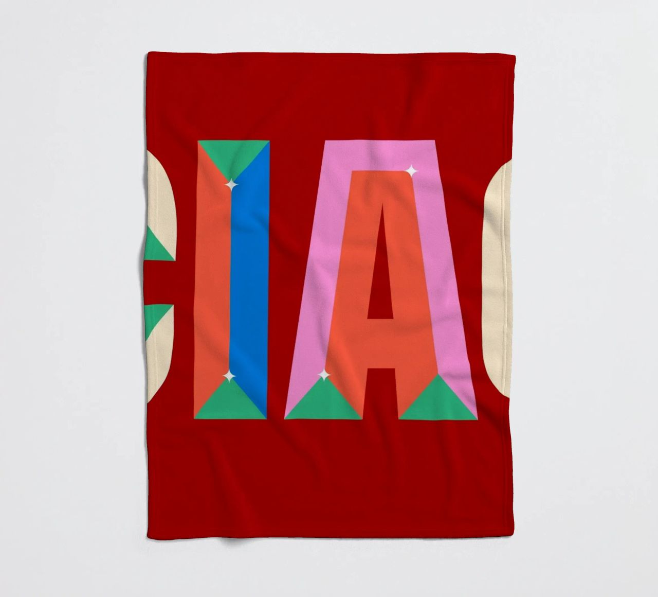 CIAO Text Art Bold Colorful Graphic Art Print fleece blanket by NorwesClub