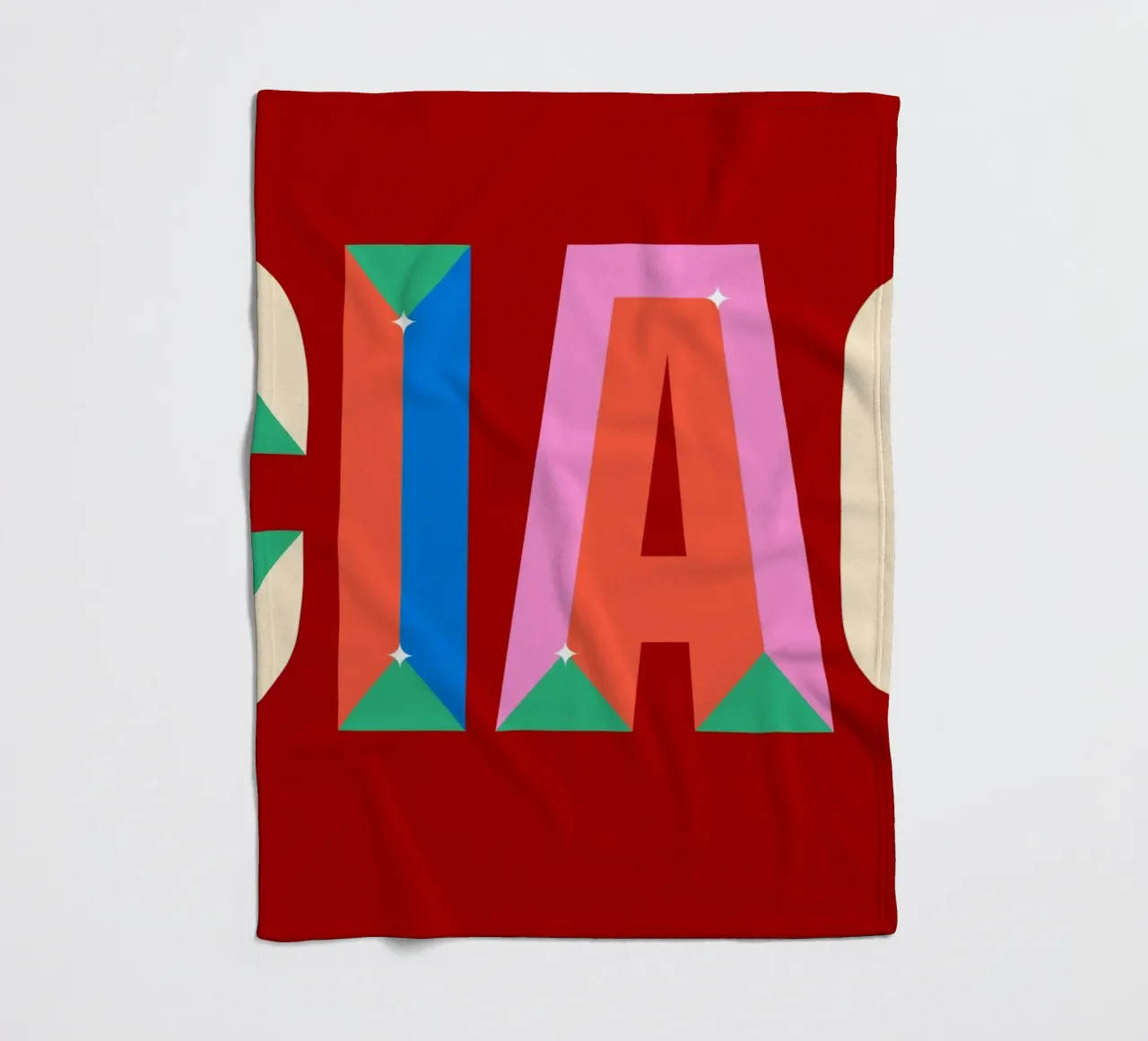 CIAO Text Art Stampa grafica colorata in grassetto coperta in pile da NorwesClub