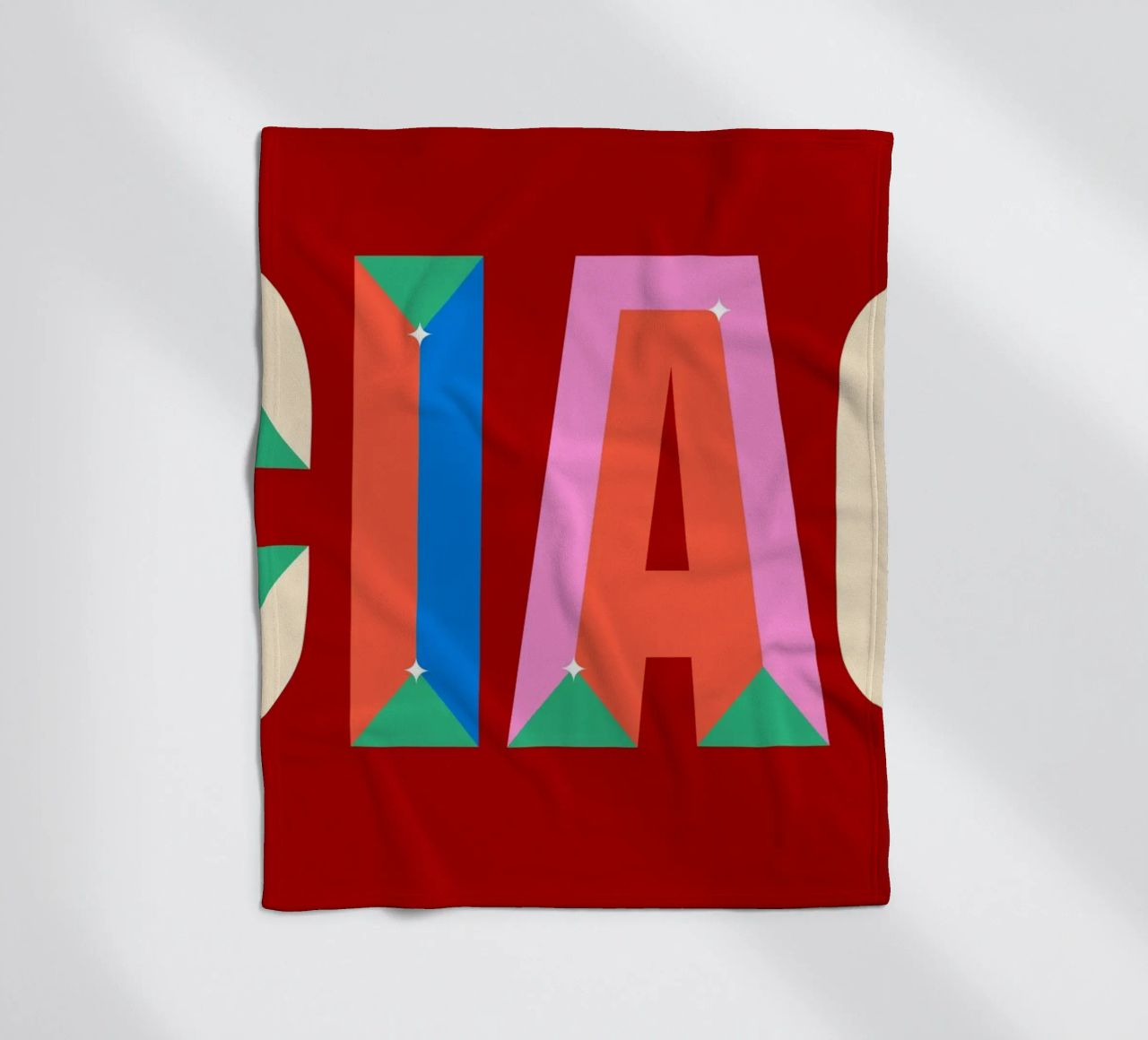 CIAO Text Art Bold Colorful Graphic Art Print fleece blanket by NorwesClub