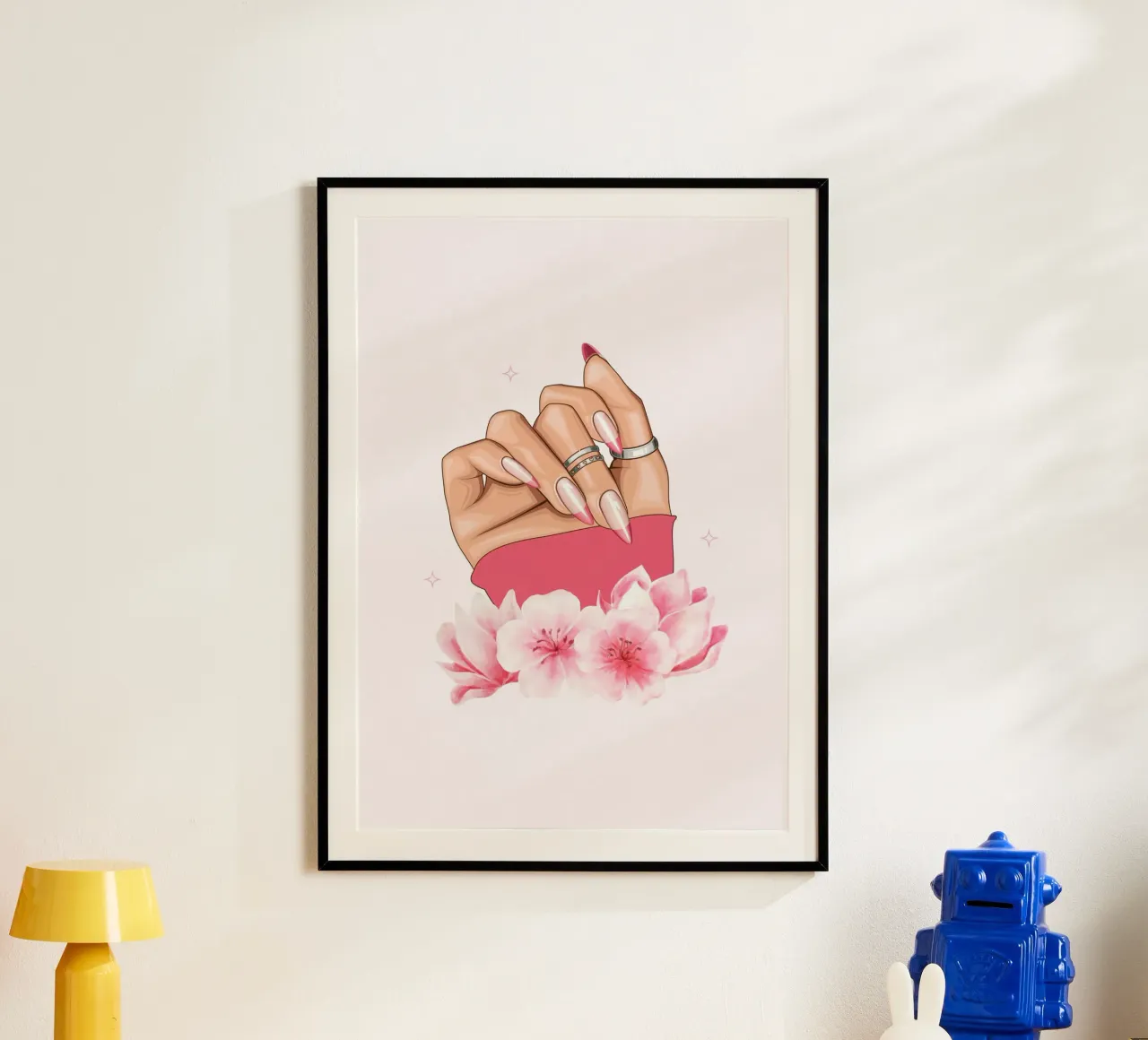 Mani curate Nail Art Illustrazione floreale stampa poster con telaio in alluminio da NorwesClub