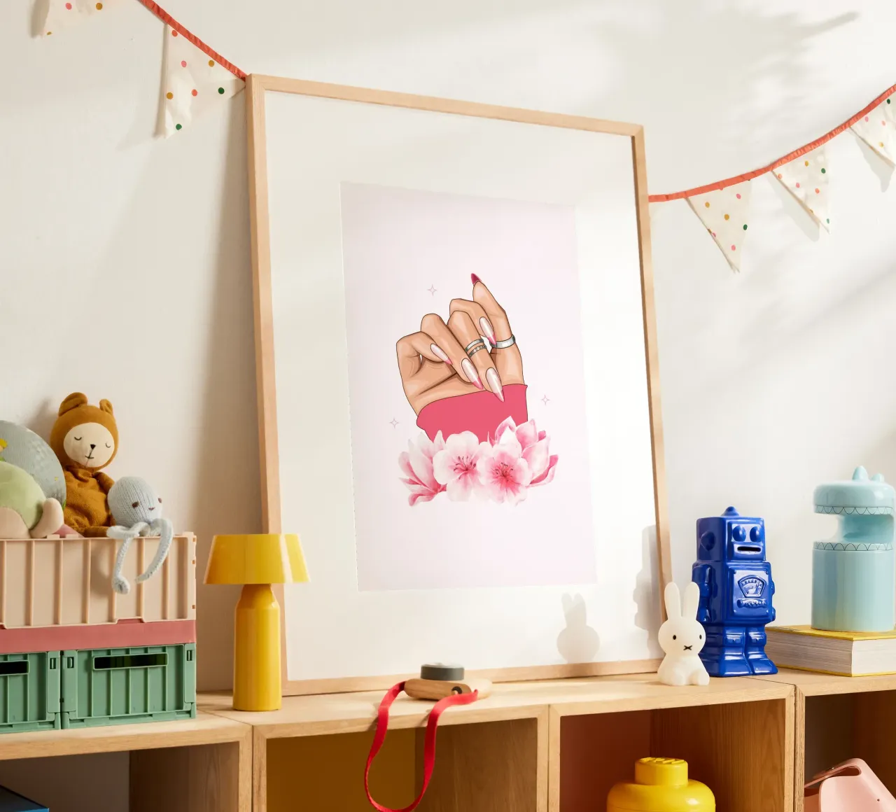 Mani curate Nail Art Illustrazione floreale stampa poster con telaio in alluminio da NorwesClub