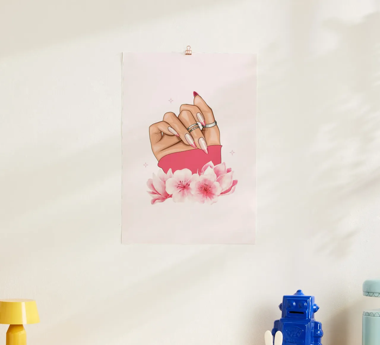 Mani curate Nail Art Illustrazione floreale stampa poster con telaio in alluminio da NorwesClub