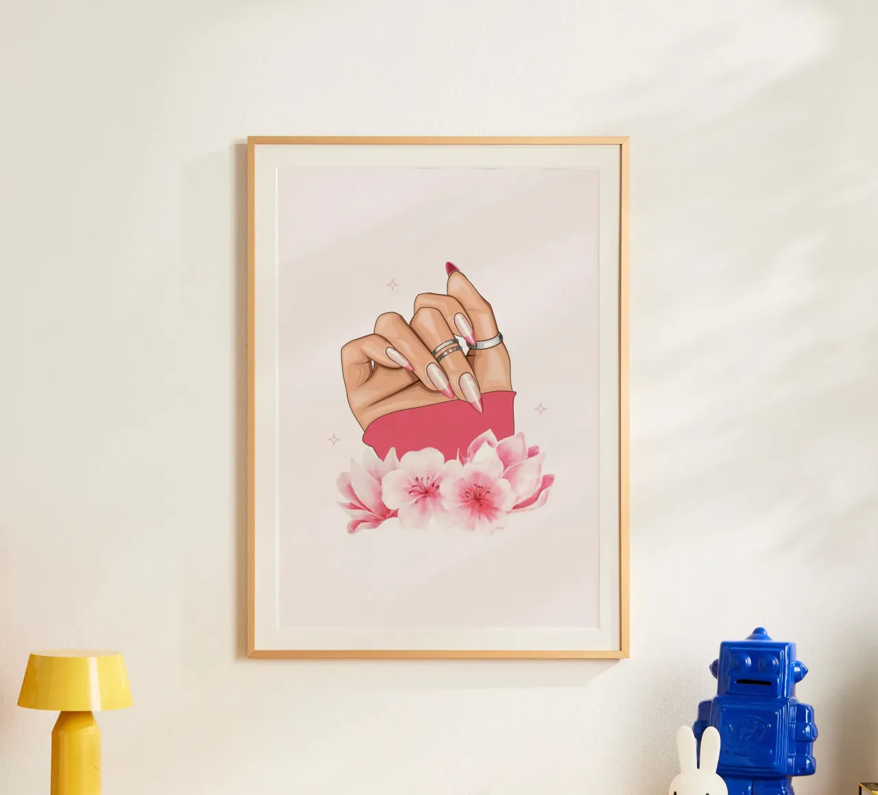 Mani curate Nail Art Illustrazione floreale stampa poster con telaio in alluminio da NorwesClub