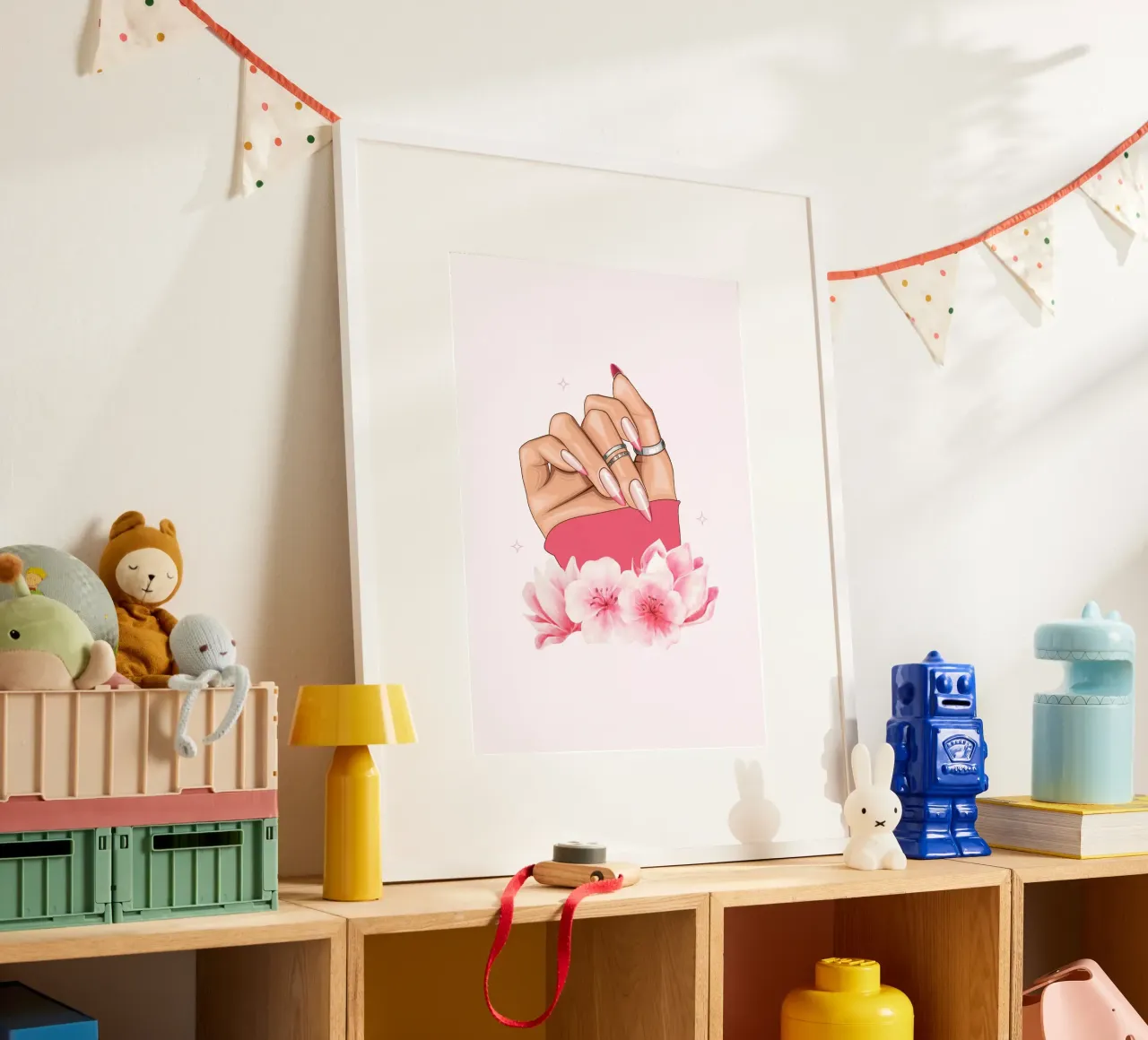 Mani curate Nail Art Illustrazione floreale stampa poster con telaio in alluminio da NorwesClub