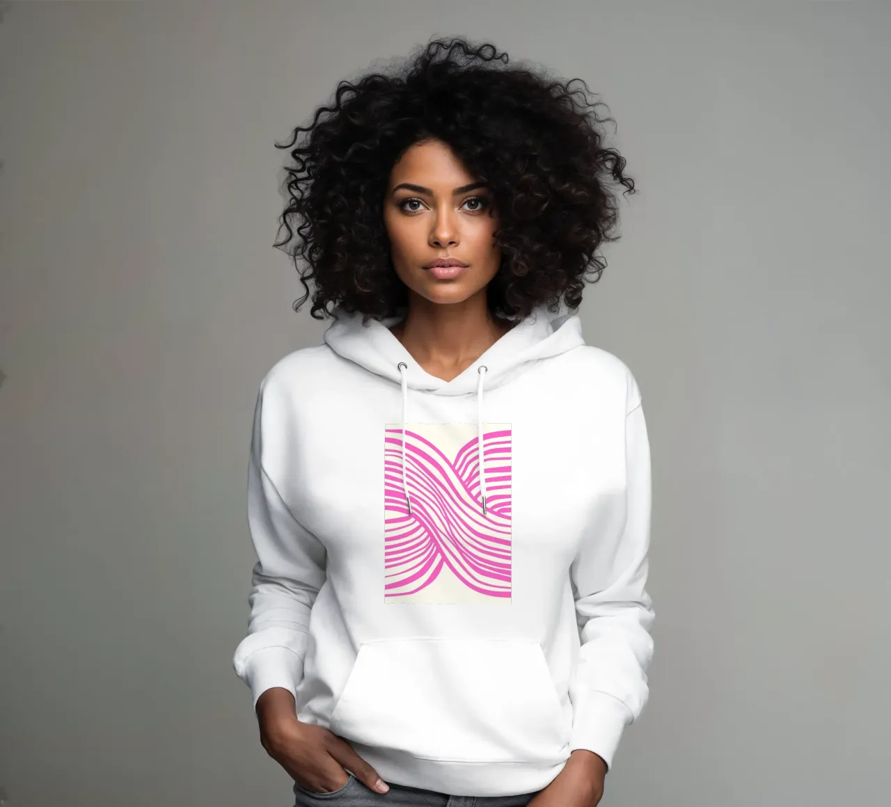 Wavy Lines Pattern Abstract Pink Graphic Art Print sudadera con capucha de NorwesClub