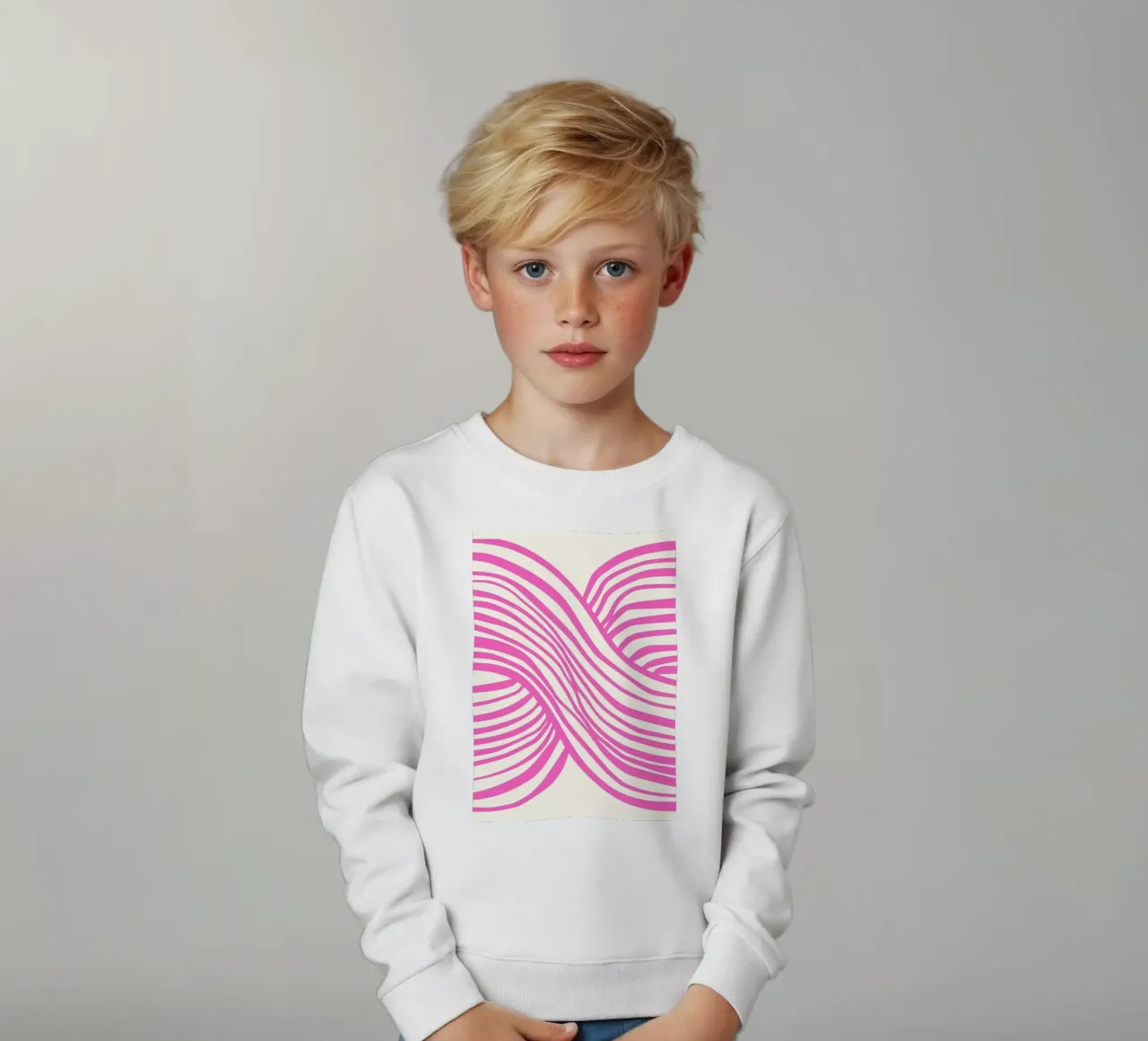 Wavy Lines Pattern Abstract Pink Graphic Art Print sudadera para niño de NorwesClub